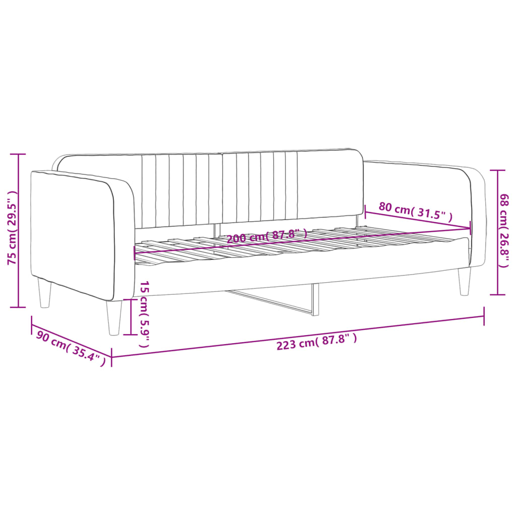 Letto da Giorno Rosa 80x200 cm in Velluto 354082