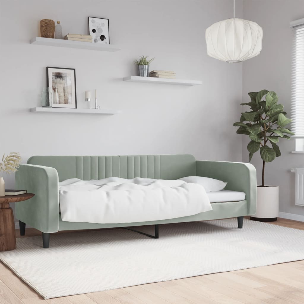 Letto da Giorno Grigio Chiaro 100x200 cm in Vellutocod mxl 70653