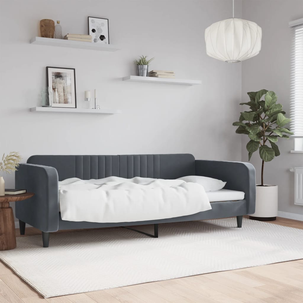 Letto da Giorno Grigio Scuro 100x200 cm in Velluto 354094