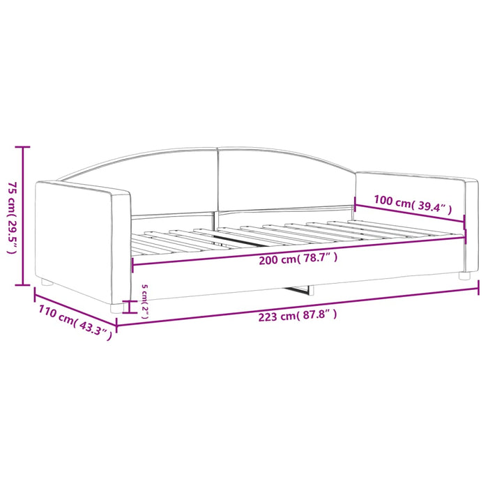 Letto da Giorno Tortora 100x200 cm in Tessuto 354119