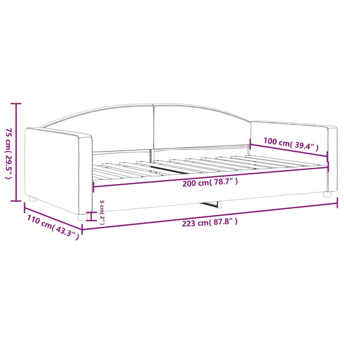 Letto da Giorno Crema 100x200 cm in Tessuto 354120