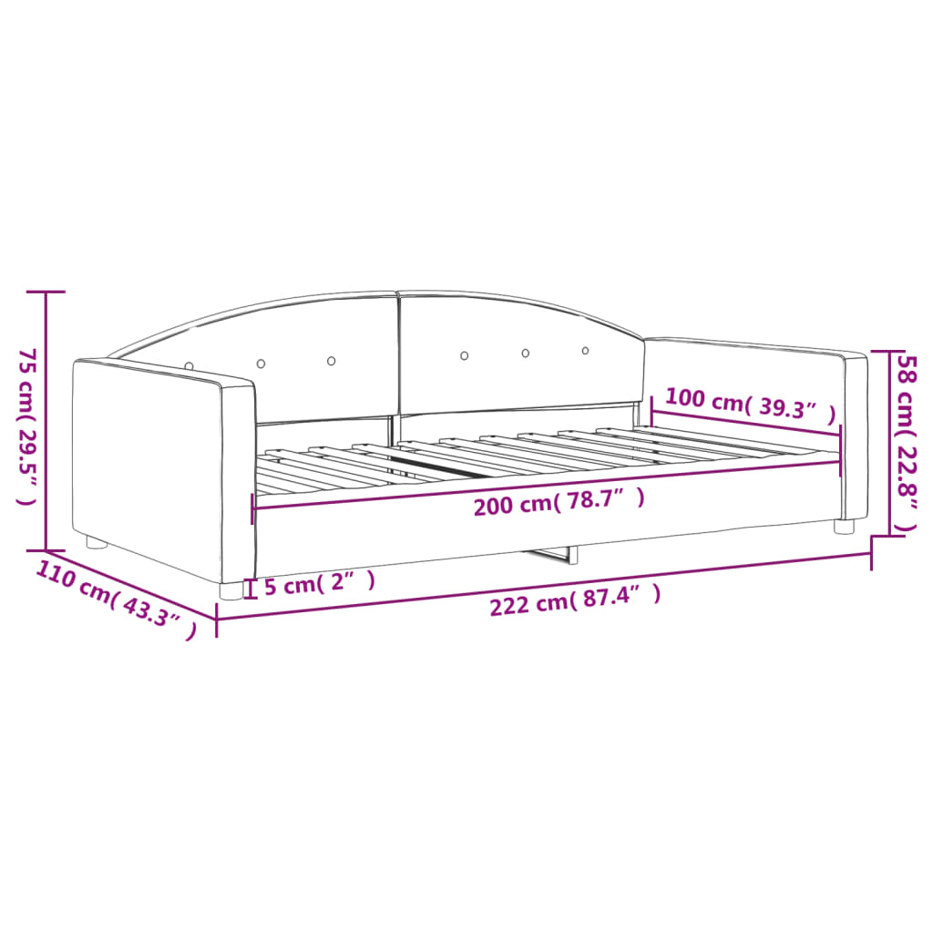 Letto da Giorno Grigio Chiaro 100x200 cm in Velluto 354143