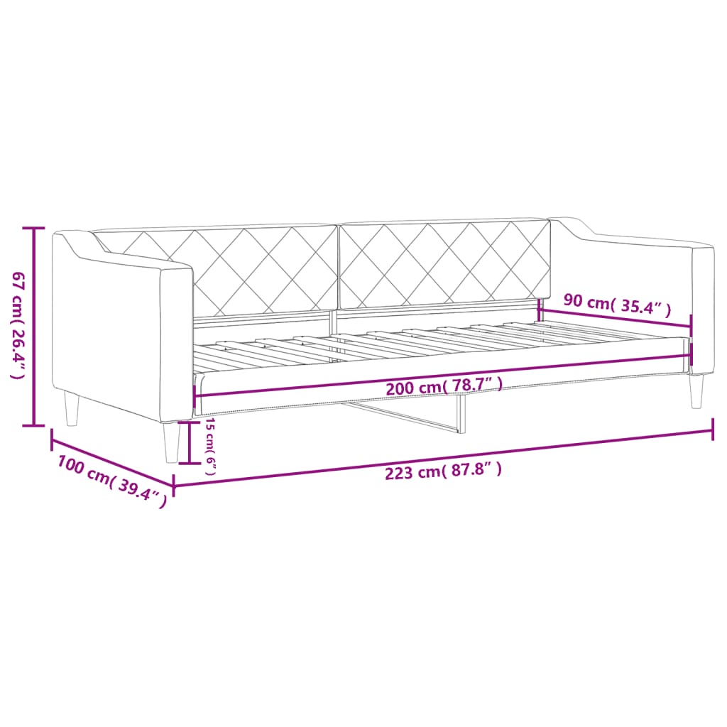 Letto da Giorno Tortora 90x200 cm in Tessuto 354164