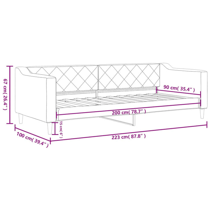 Letto da Giorno Crema 90x200 cm in Tessuto 354165