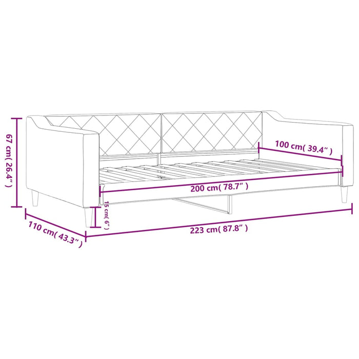 Letto da Giorno Tortora 100x200 cm in Tessuto 354169