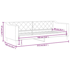 Letto da Giorno Grigio Chiaro 90x190 cm in Tessuto 354171