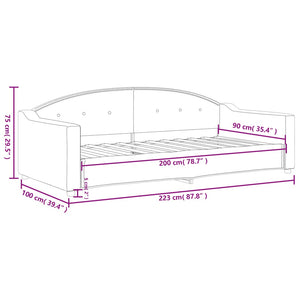 Letto da Giorno Grigio Chiaro 90x200 cm in Tessuto 354183