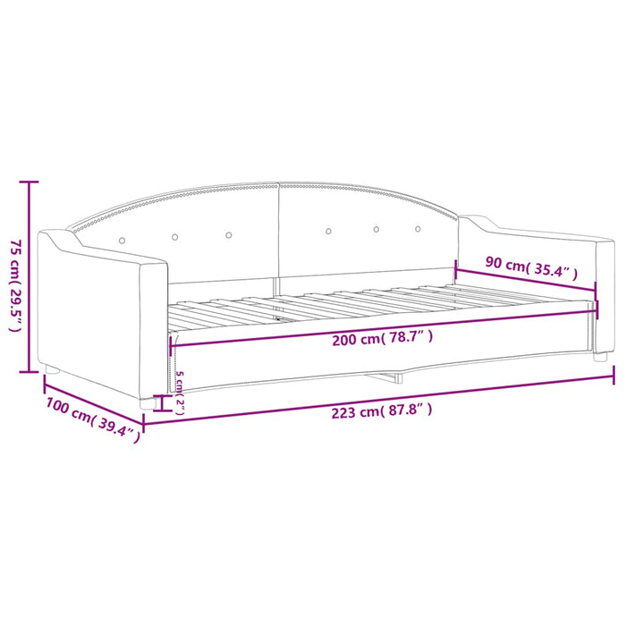 Letto da Giorno Grigio Chiaro 90x200 cm in Tessuto 354183