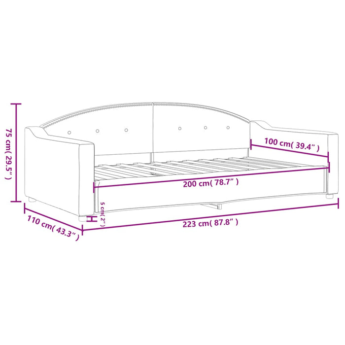 Letto da Giorno Grigio Scuro 100x200 cm in Tessuto 354189