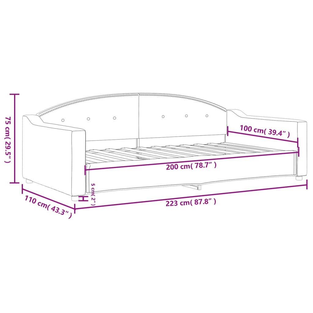 Letto da Giorno Tortora 100x200 cm in Tessuto 354191