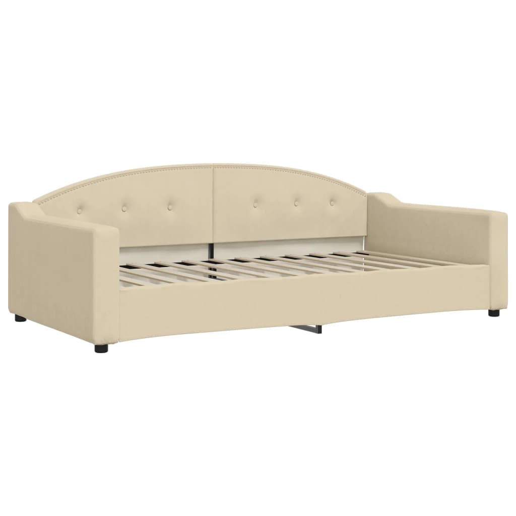 Letto da Giorno Crema 100x200 cm in Tessuto 354192