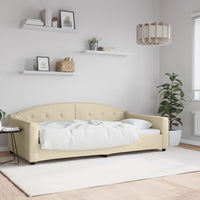 Letto da Giorno Crema 100x200 cm in Tessuto 354192