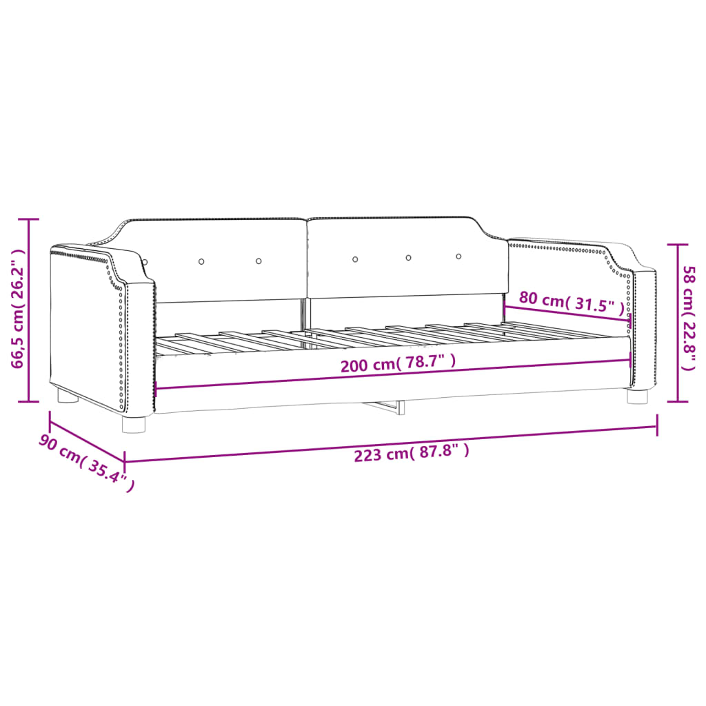 Letto da Giorno Grigio Scuro 80x200 cm in Tessuto 354201