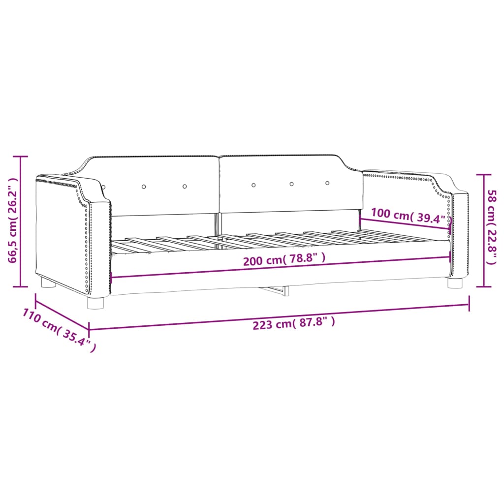 Letto da Giorno Crema 100x200 cm in Tessuto 354214