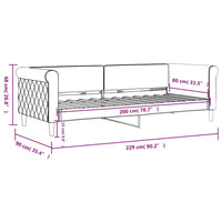 Letto da Giorno Grigio Chiaro 80x200 cm in Velluto 354237