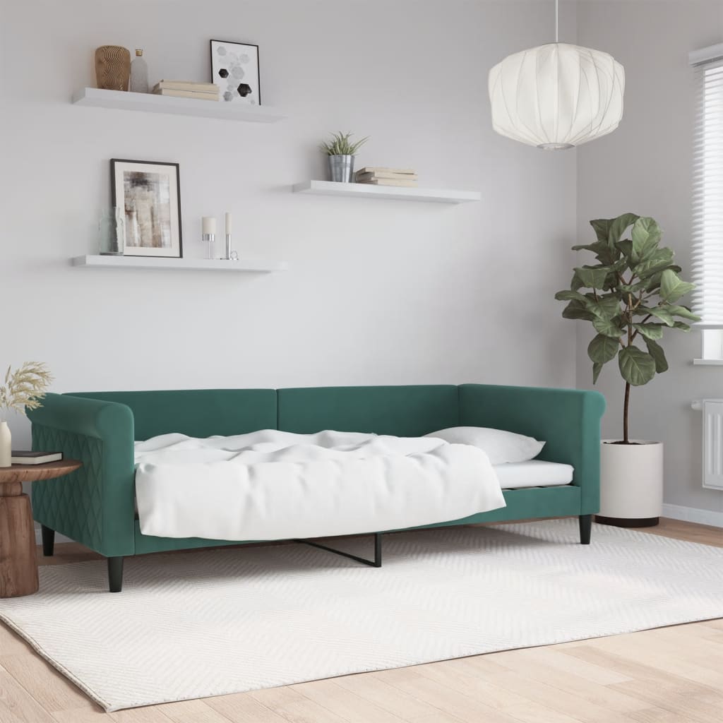 Letto da Giorno Verde Scuro 90x200 cm in Velluto 354246