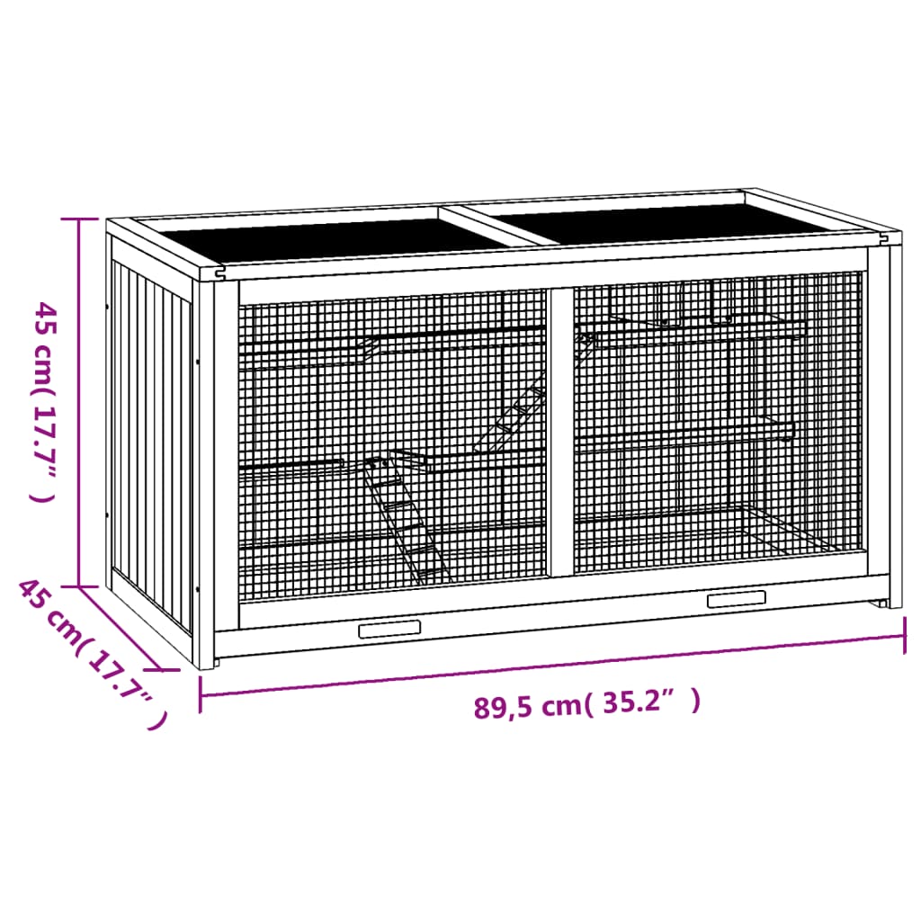 Gabbia per Criceti 89,5x45x45 cm in Legno Massello di Abete 172381