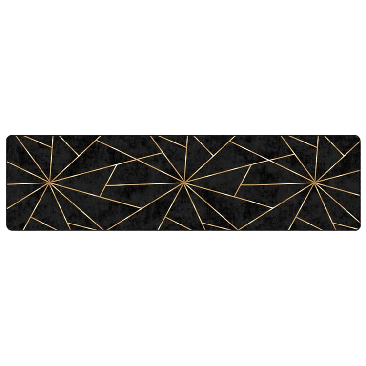 Tappeto Lavabile Nero e Oro 80x300 cm Antiscivolo 136616