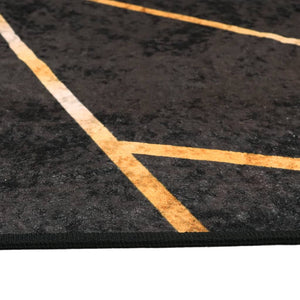 Tappeto Lavabile Nero e Oro 120x180 cm Antiscivolo 136617