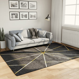 Tappeto Lavabile Nero e Oro 160x230 cm Antiscivolo 136618