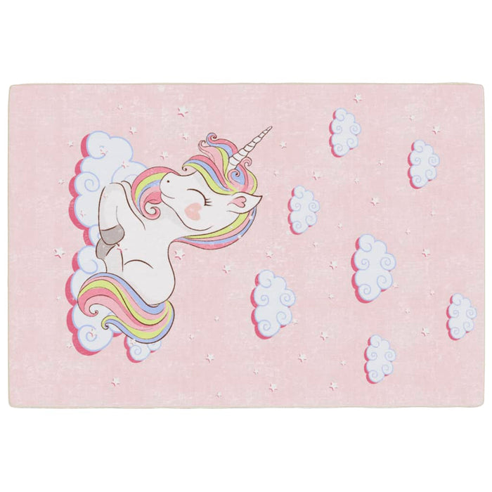 Tappeto Bambini Rosa 160x230 cm Unicorno Lavabile Antiscivolo 136622