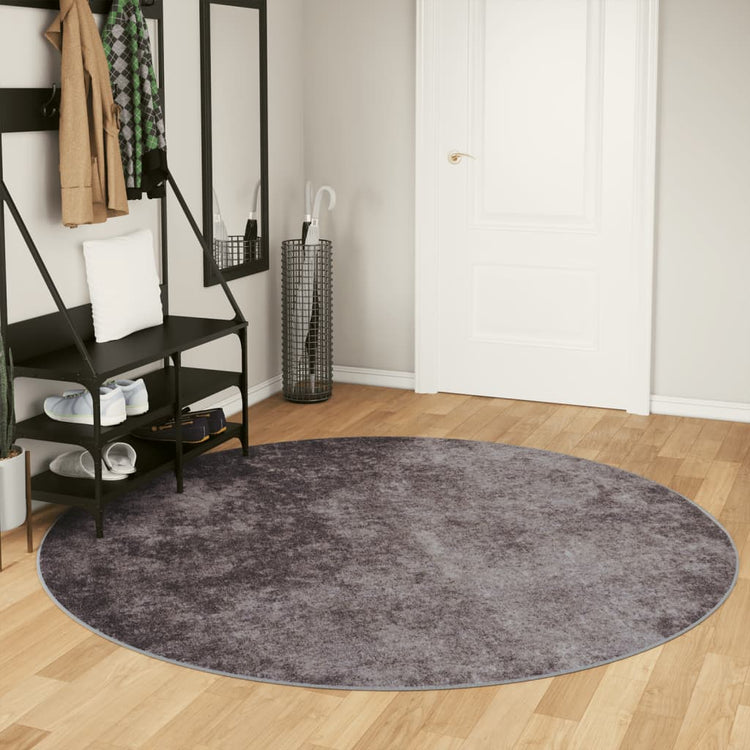 Tappeto Lavabile Grigio Ø 200 cm Antiscivolo 136634