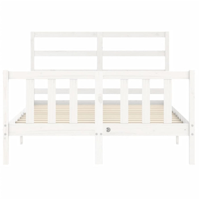 Giroletto con Testiera Bianco 140x190 cm in Legno Massello 3191887