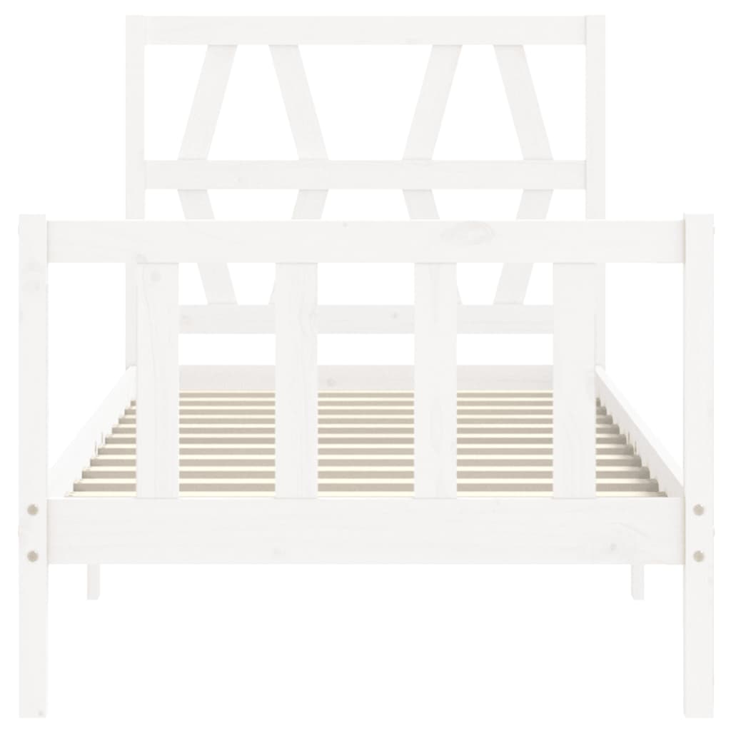 Giroletto con Testiera Bianco Small Single Legno Massello 3192452