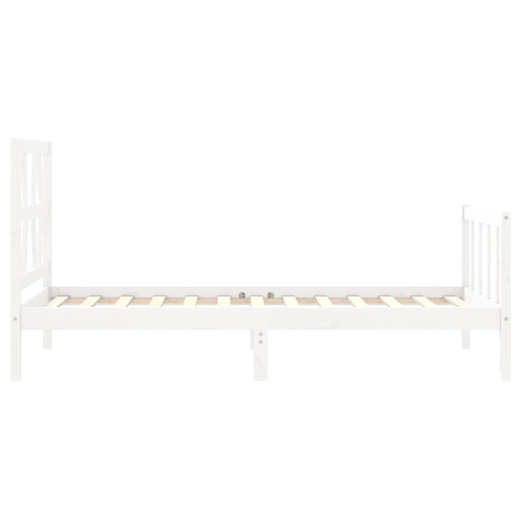 Giroletto con Testiera Bianco Small Single Legno Massello 3192452