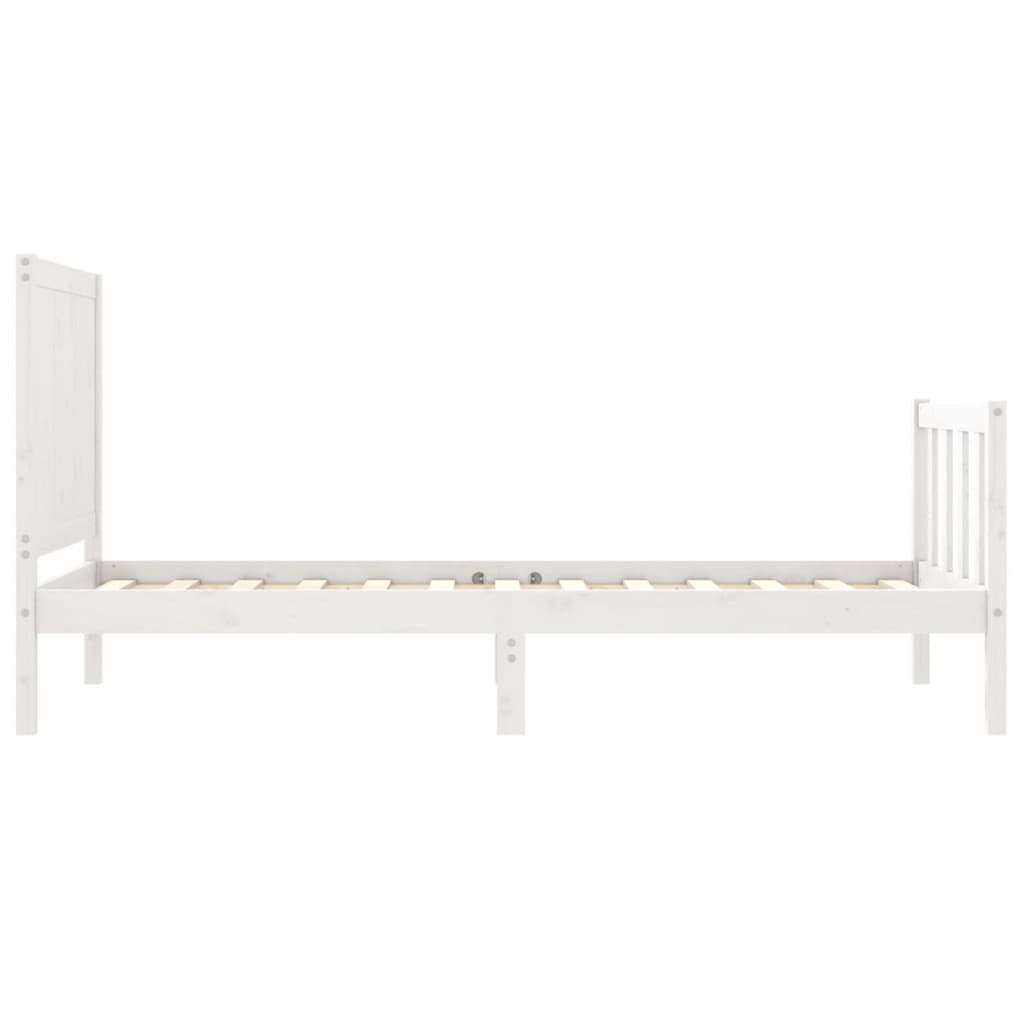 Giroletto con Testiera Bianco Small Single Legno Massello 3192582