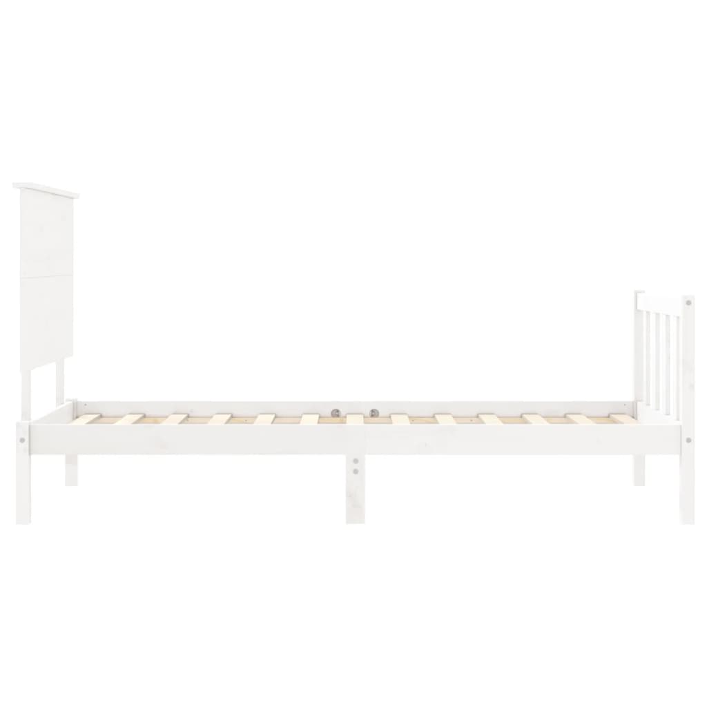 Giroletto con Testiera Bianco 90x200 cm in Legno Massello 3193387