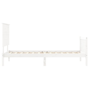 Giroletto con Testiera Bianco 90x200 cm in Legno Massello 3193387