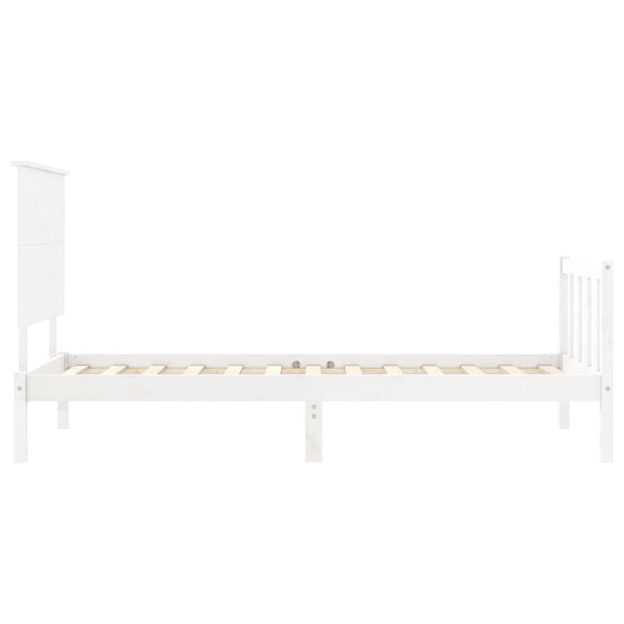 Giroletto con Testiera Bianco 90x200 cm in Legno Massello 3193387