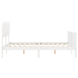 Giroletto con Testiera Bianco 5FT King Size in Legno Massello 3193472