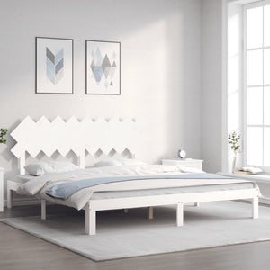 Giroletto Testiera Bianco Super King Size in Legno Massello 3193742