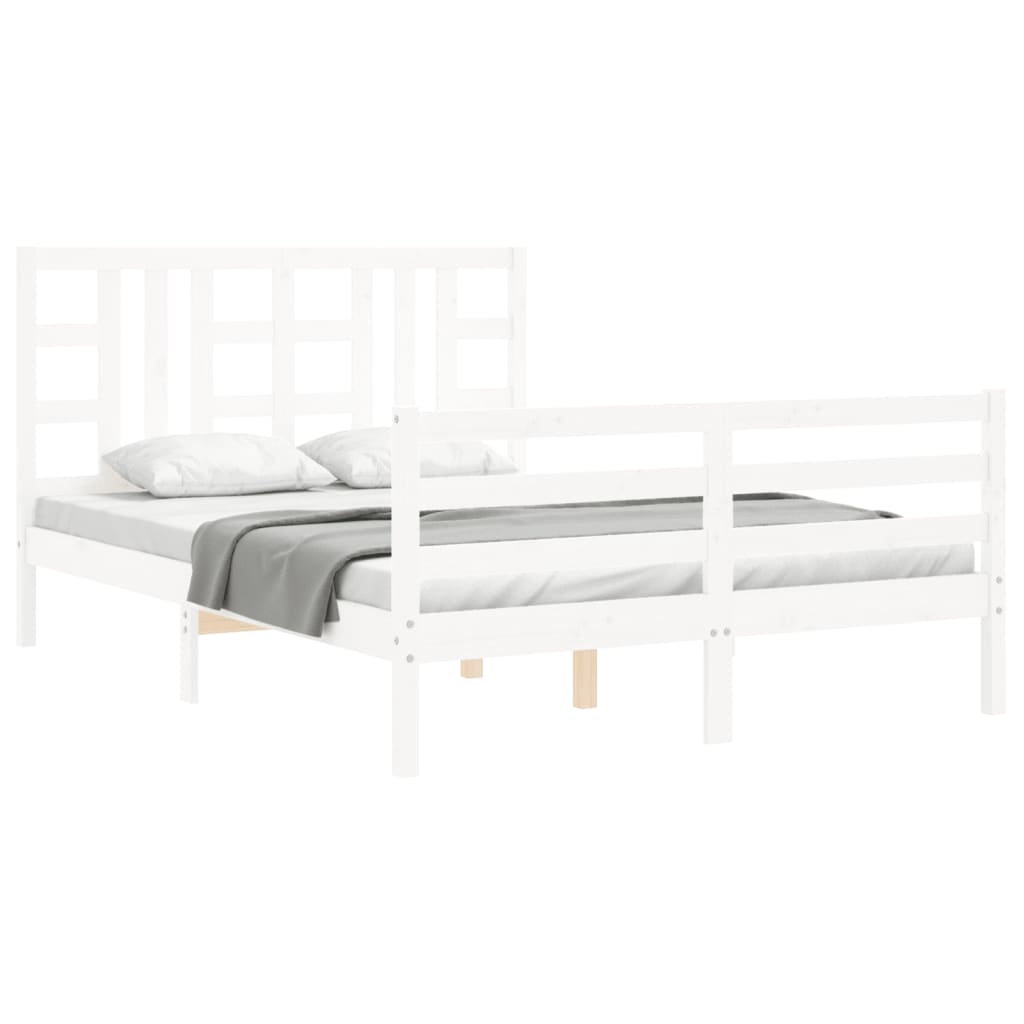 Giroletto con Testiera Bianco 5FT King Size in Legno Massello 3193927