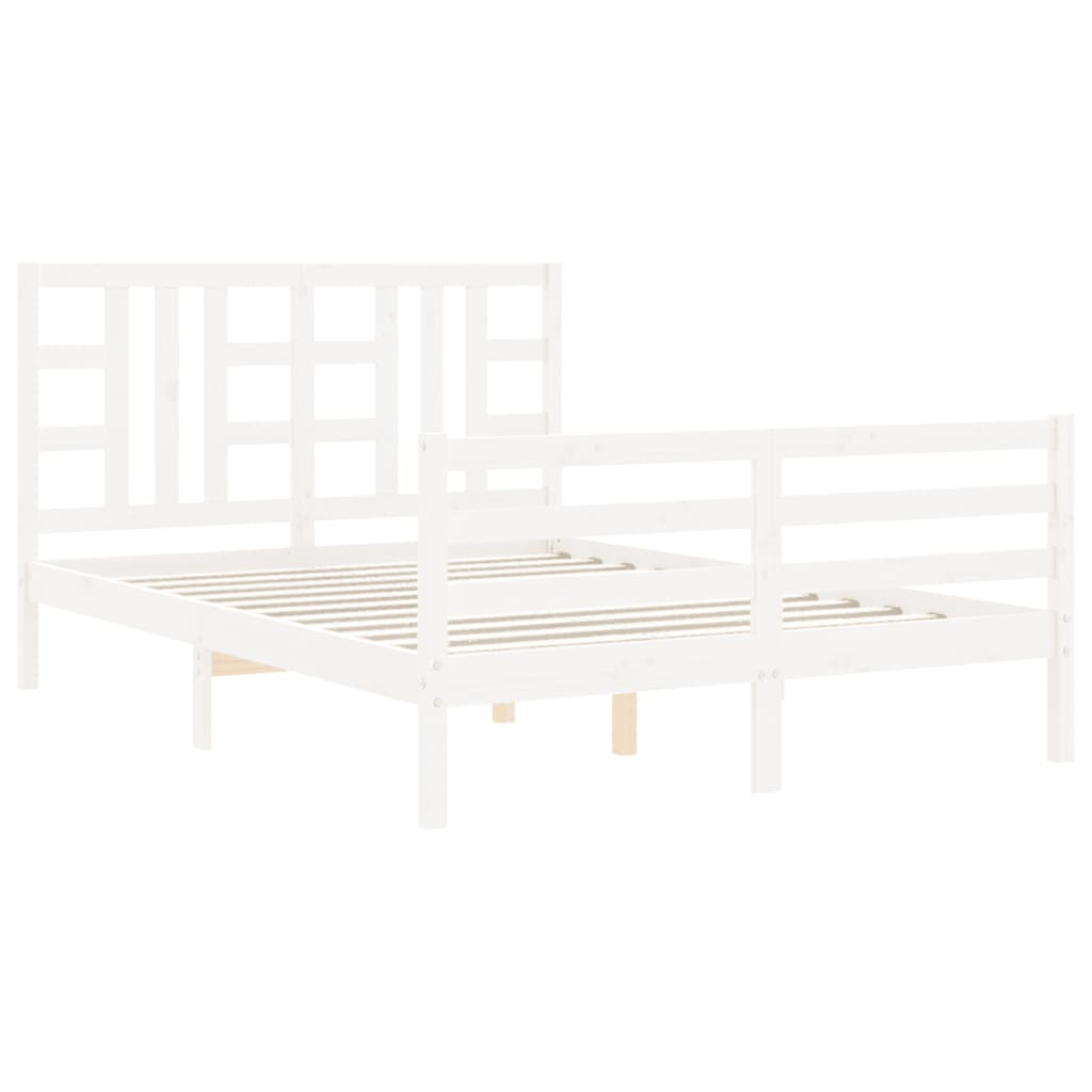 Giroletto con Testiera Bianco 5FT King Size in Legno Massello 3193927