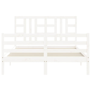 Giroletto con Testiera Bianco 5FT King Size in Legno Massello 3193927