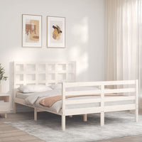 Giroletto con Testiera Bianco 140x190 cm in Legno Massello 3193967