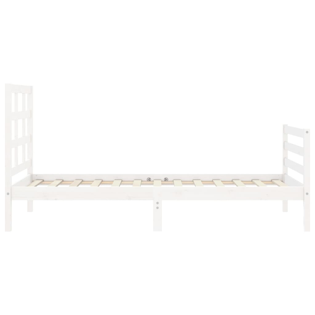 Giroletto con Testiera Bianco 90x200 cm in Legno Massello 3193972