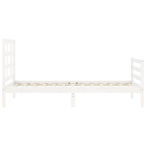 Giroletto con Testiera Bianco 90x200 cm in Legno Massello 3193972