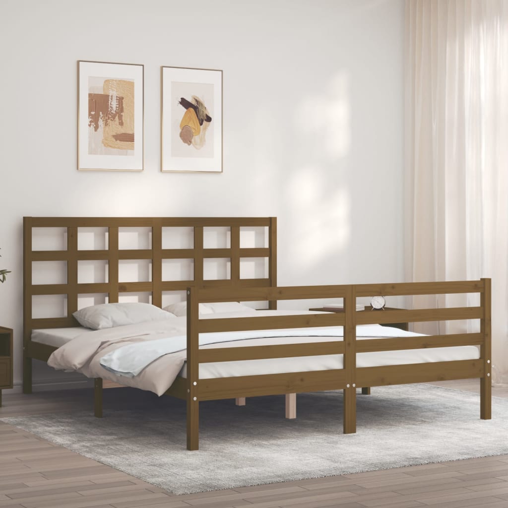 Giroletto con Testiera Miele 5FT King Size in Legno Massello 3193994