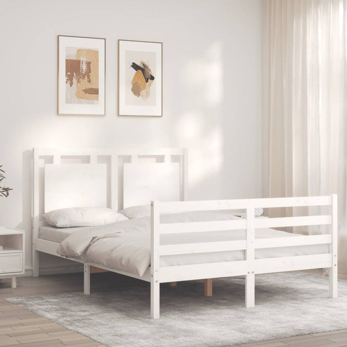 Giroletto con Testiera Bianco 140x190 cm in Legno Massellocod mxl 77012