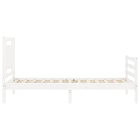 Giroletto con Testiera Bianco 90x200 cm in Legno Massello 3194037