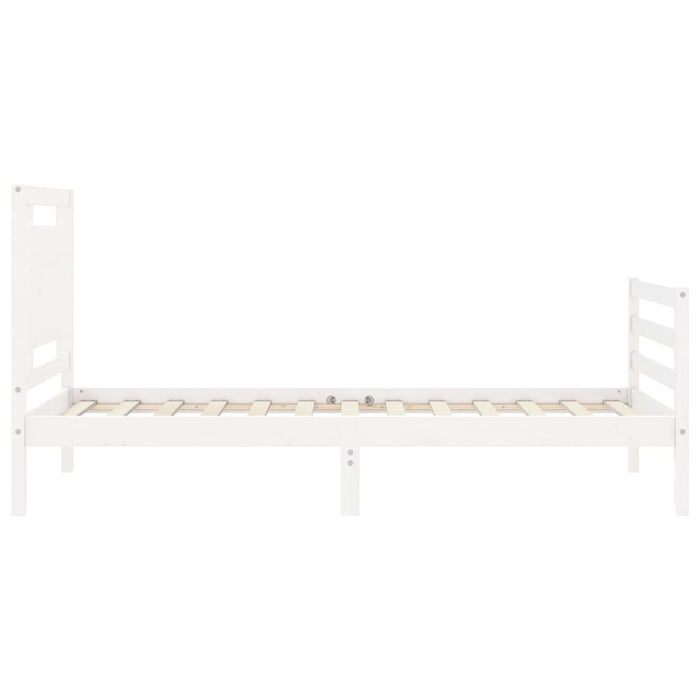 Giroletto con Testiera Bianco 90x200 cm in Legno Massello 3194037