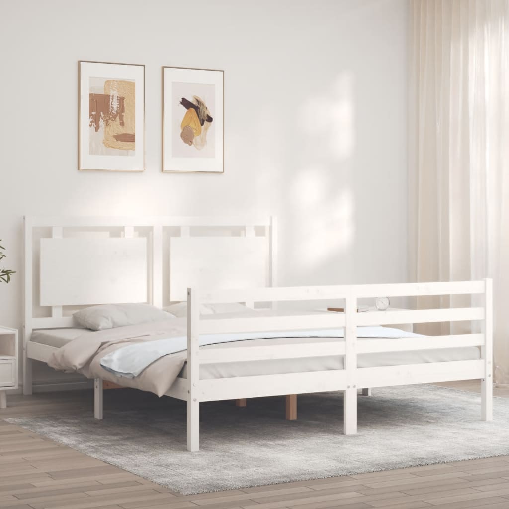 Giroletto con Testiera Bianco King Size in Legno Massellocod mxl 129017