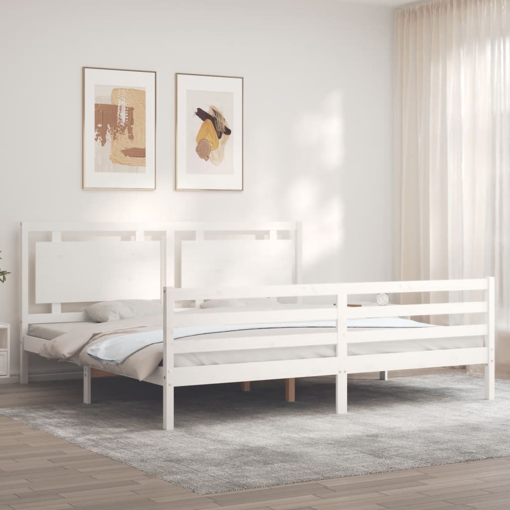 Giroletto Testiera Bianco Super King Size in Legno Massellocod mxl 105169