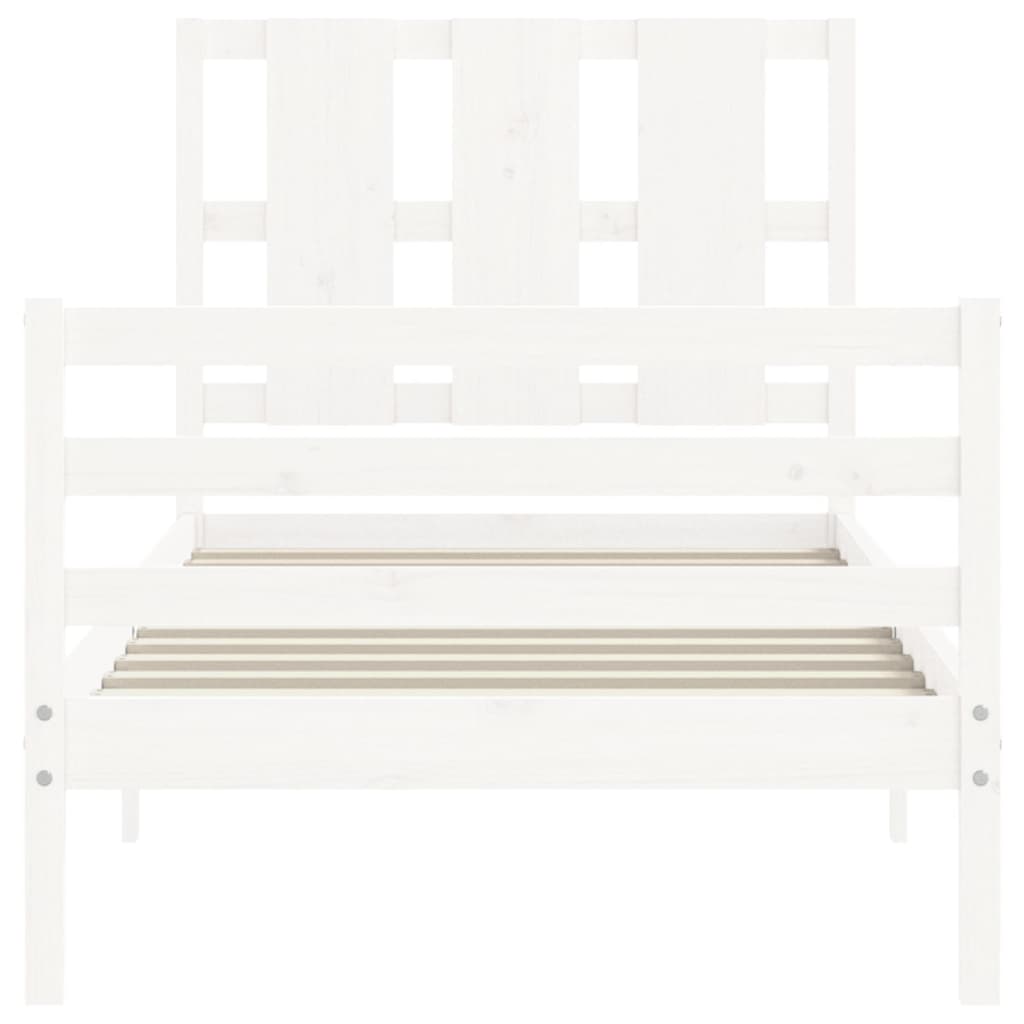 Giroletto con Testiera Bianco Small Single Legno Massello 3194077