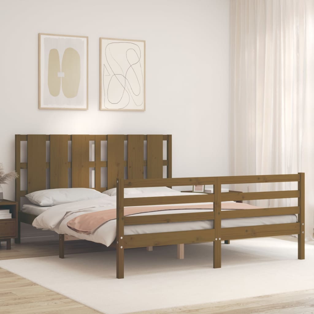 Giroletto con Testiera Miele 5FT King Size in Legno Massello 3194124