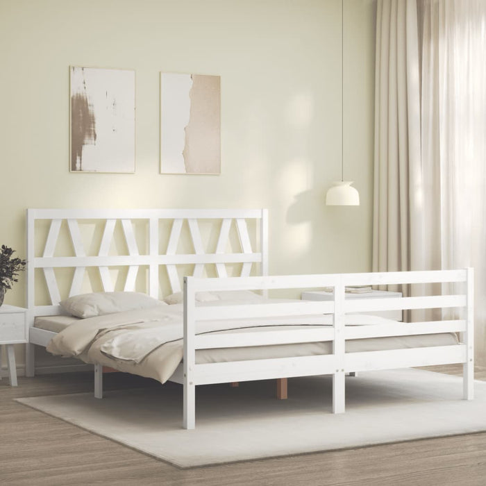 Giroletto con Testiera Bianco 160x200 cm Legno Massellocod mxl 124928